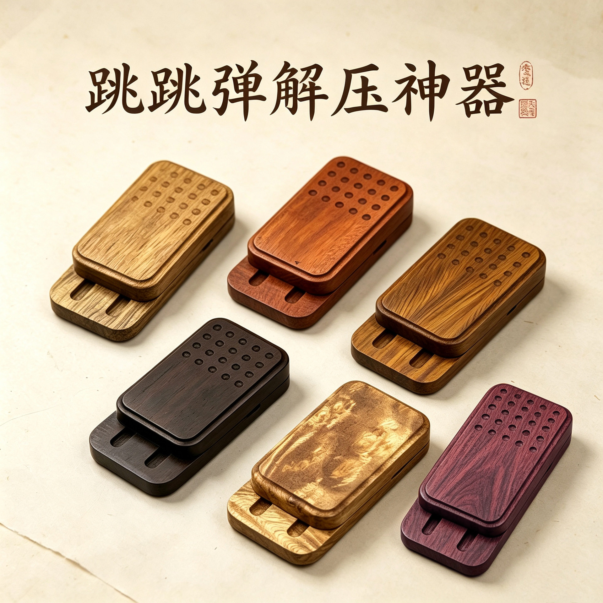 弹弹乐绿檀木磁力限位推牌解压