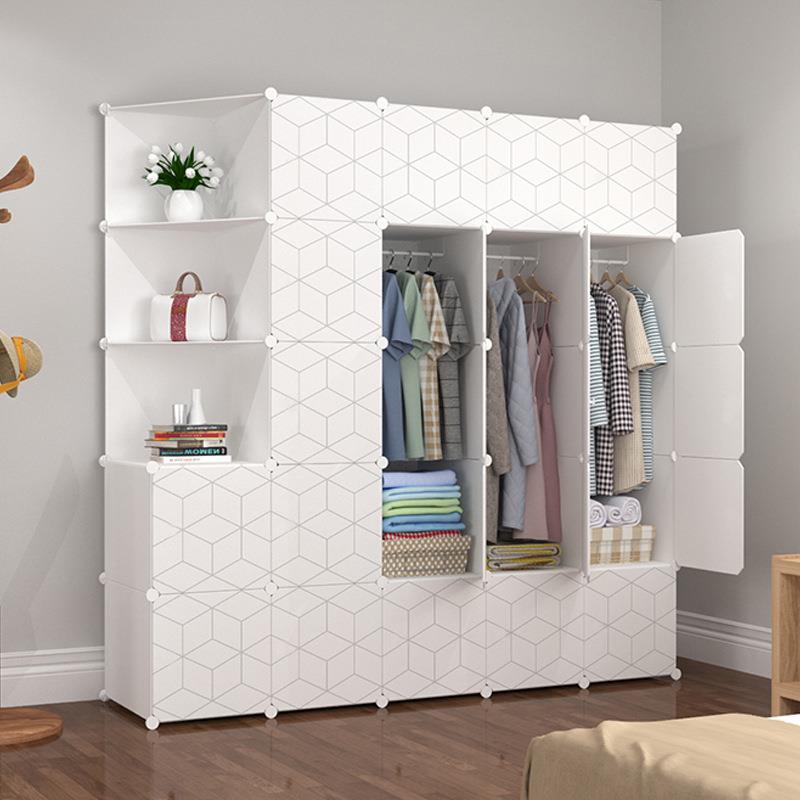 0简易衣柜塑料钢架组装衣柜单人衣橱组合双人收纳柜简约现代经济