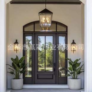 锻铁大门欧式入户门手工玻璃双层钢化活动门铁艺门别墅美式入户门