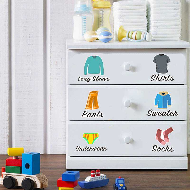 创意家居贴纸外贸英文衣柜衣物标识贴卧室壁柜墙面美化装饰墙贴纸