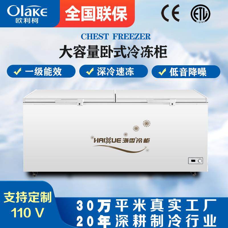 冰柜商用家用海雪速冻冷藏柜冷冻柜卧式冷柜大型厨房冻肉柜雪糕柜