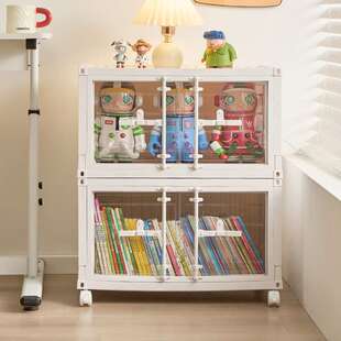 家用双开门折叠收纳柜高颜值加厚环保储物柜子可叠加儿童衣柜塑料