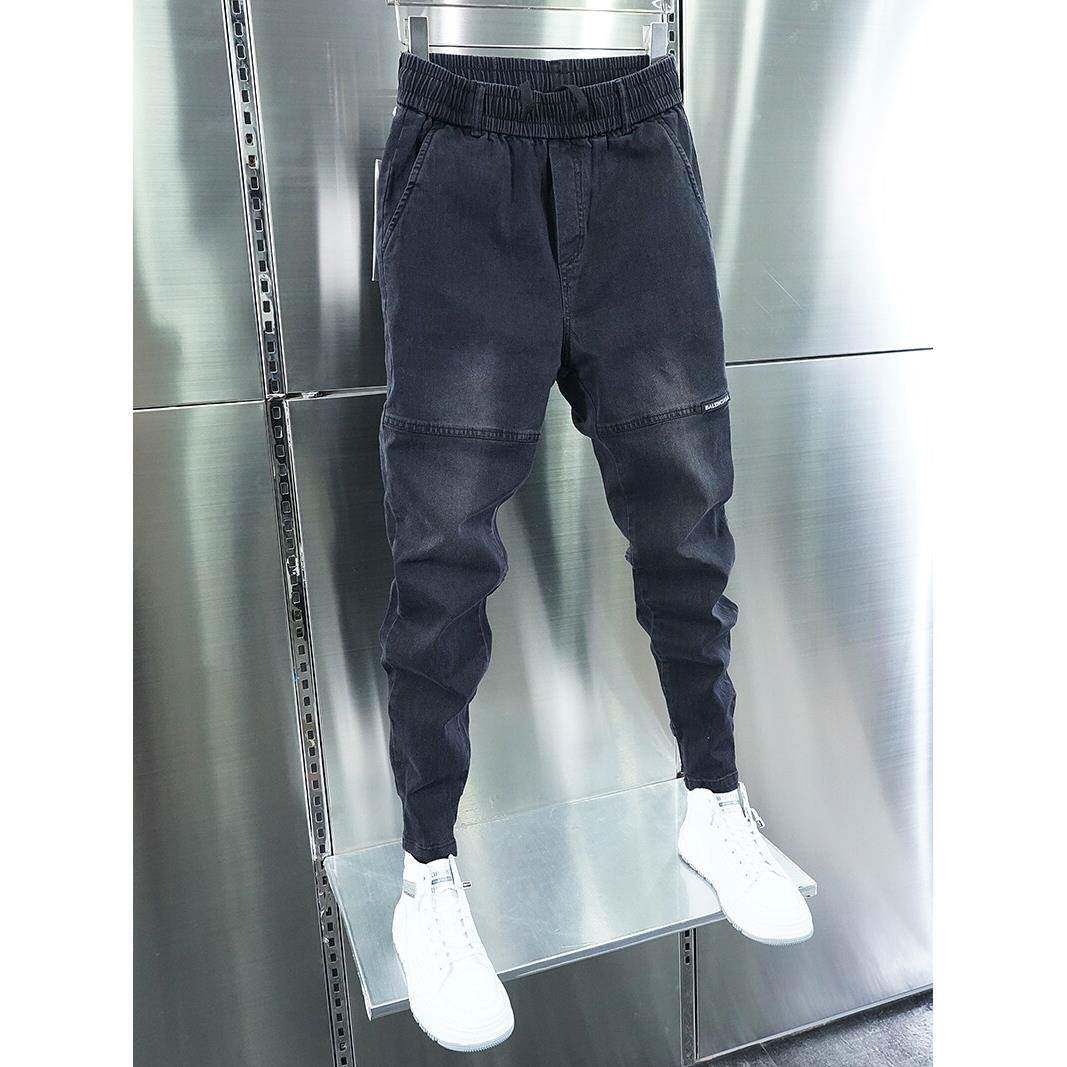 采购产品新潮的男人新的黑色和灰色牛仔裤,春季和秋季打底裤,后
