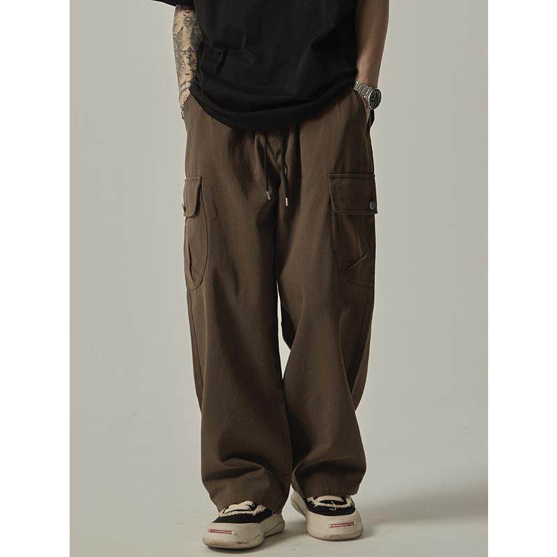 ISIETS 潮牌覆古日系工装裤子男ins潮流美式宽松直筒阔腿休闲 长
