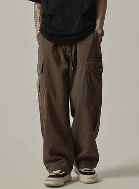 ISIETS 潮牌覆古日系工装裤子男ins潮流美式宽松直筒阔腿休闲 长