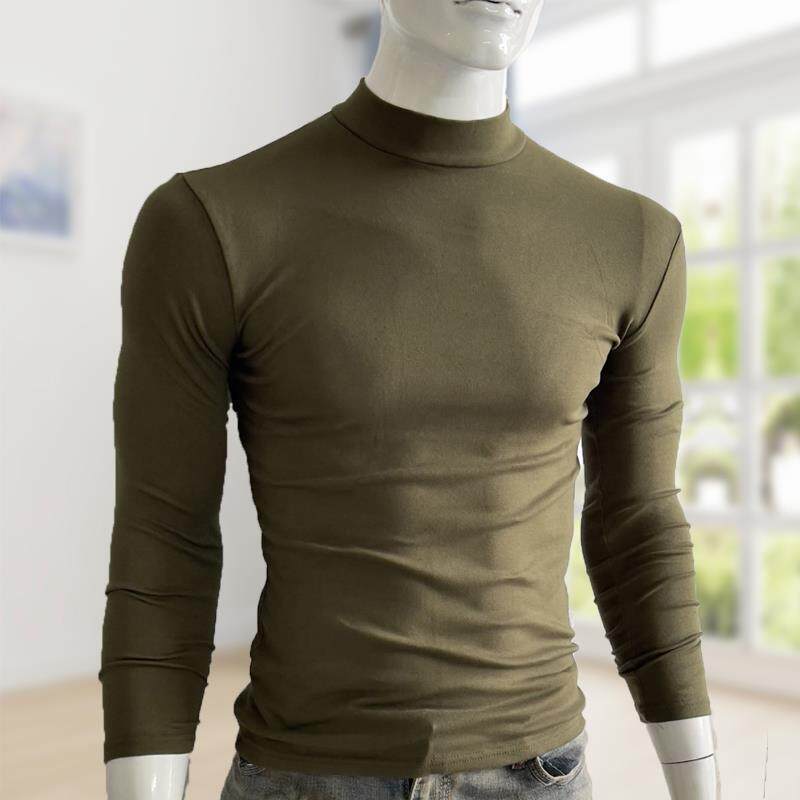 半高领打底衫男士长袖T恤修身弹力保暖半高领秋衣内衣服春秋纯棉