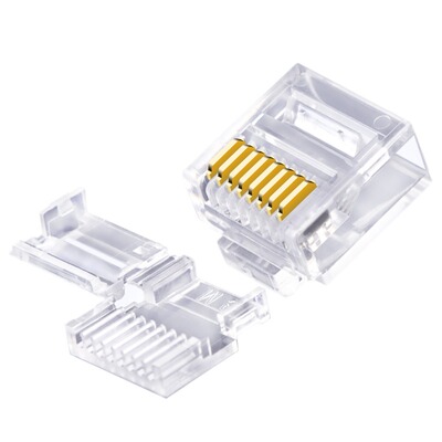 CNCOB 六类千兆超细扁平网线接头 短体两件式分体三叉8P8C水晶头