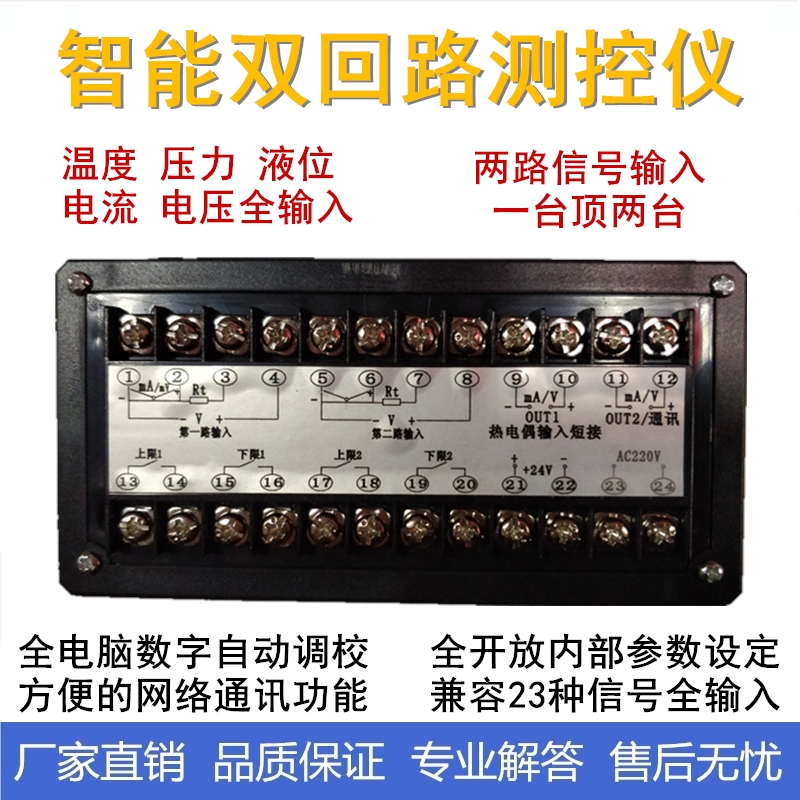 D823智能双回路测控仪温度压力液位显示控制器两路数X显报警控制