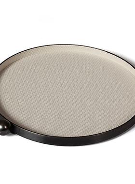 现代轻单点圆珠托盘样板盘间餐厅厅客家居金属皮革NCJ奢收纳圆装