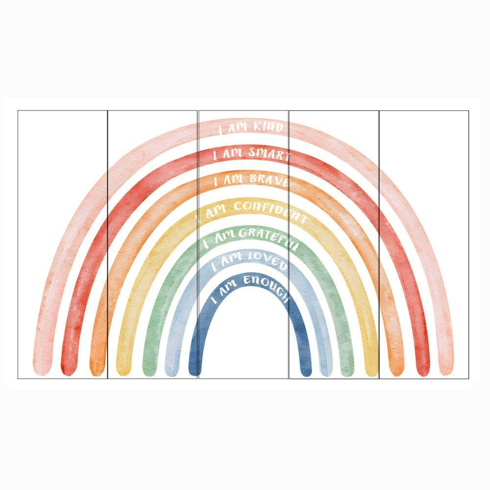 大彩虹墙贴波西米亚星星圆点儿童房复古卧室家居装饰自粘墙贴