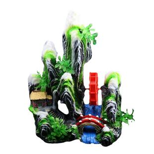 鱼缸造景水W815白车假山风车假山水族箱摆件树工艺脂品仿石头山景