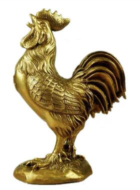 黄铜鸡摆件铜公鸡金鸡大公鸡吉祥生肖鸡元宝鸡家居客厅饰品工艺品