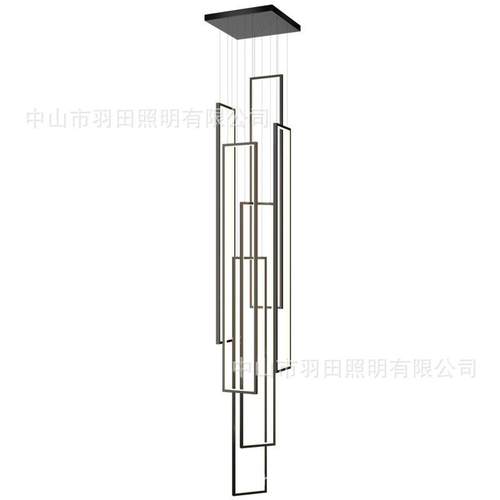 楼梯吊灯极简现代创意长方形别墅复式楼吊灯北欧轻奢loft客厅吊灯