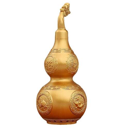 黄B-040001四大神兽家龙头芦办公葫室居玄关桌面装饰铜葫芦铜金属