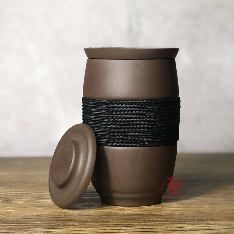 紫砂杯子泡茶杯茶水分离带盖带过滤茶漏J办公室家用男士女士款水