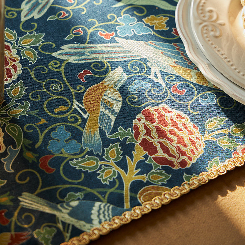 欧式复古桌旗美式花鸟高档亚麻餐桌布桌旗电视柜W茶几长条盖巾,居家布艺,桌旗,淘宝优惠券,粉丝福利购,淘宝优惠卷