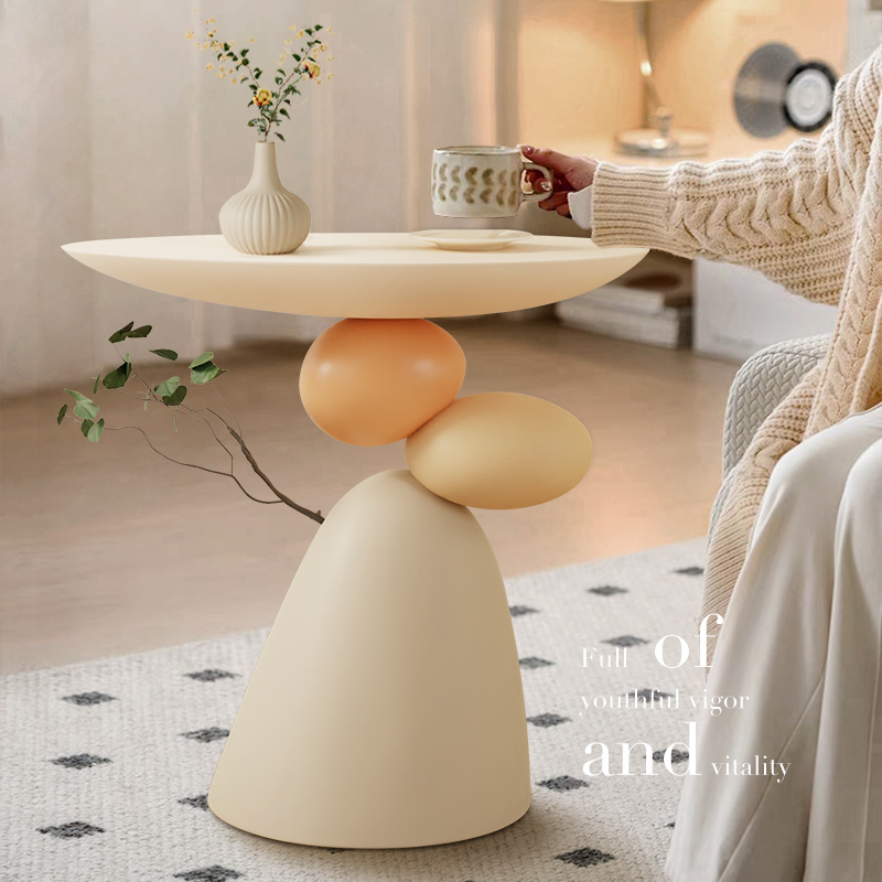 石来运转客e厅落地摆件奶油风沙发旁边几茶几高级感家居收纳装饰