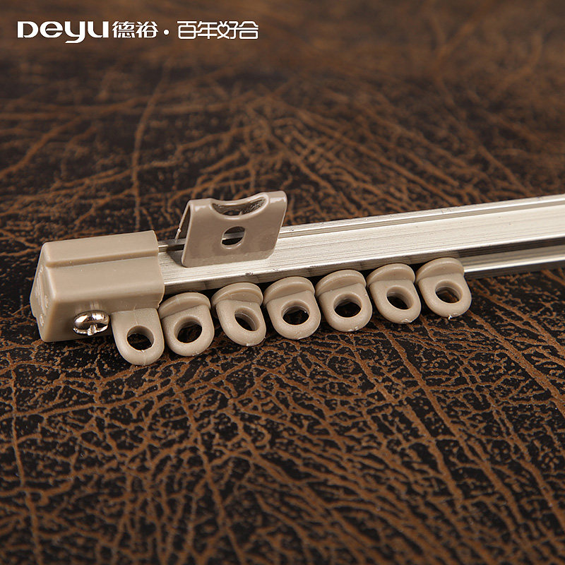 德裕超薄窗帘轨道滑轮窗帘杆铝合金直轨顶装R侧装静音导轨滑道