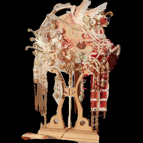 结婚新娘团扇diy材料包香槟喜扇秀禾服婚礼中R式出嫁高级感遮面扇