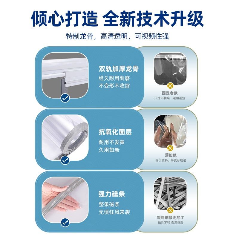 空调门帘店铺商用磁吸自q吸透明隔断防风超市门口挡风pvc塑料皮帘
