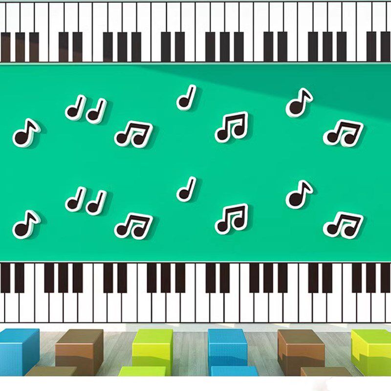 音乐培训班装饰墙贴画黑白钢琴键立体背景墙N布置琴行乐器乐谱教