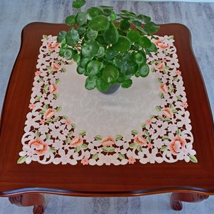 边几茶几盖巾桌布桌垫p床头柜盖巾韩式布艺刺绣多用途盖布桔色包