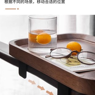 沙发扶手托盘置物板边几床头y放茶水杯收纳宿舍床边挂桌支架胡桃