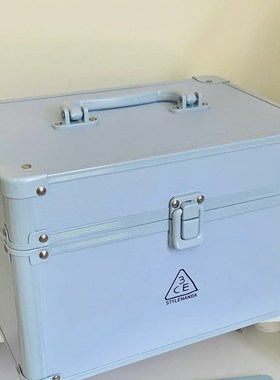 3CE蓝色化妆箱收纳首饰盒 专业级化妆箱 七夕限定T 怪美限定化妆