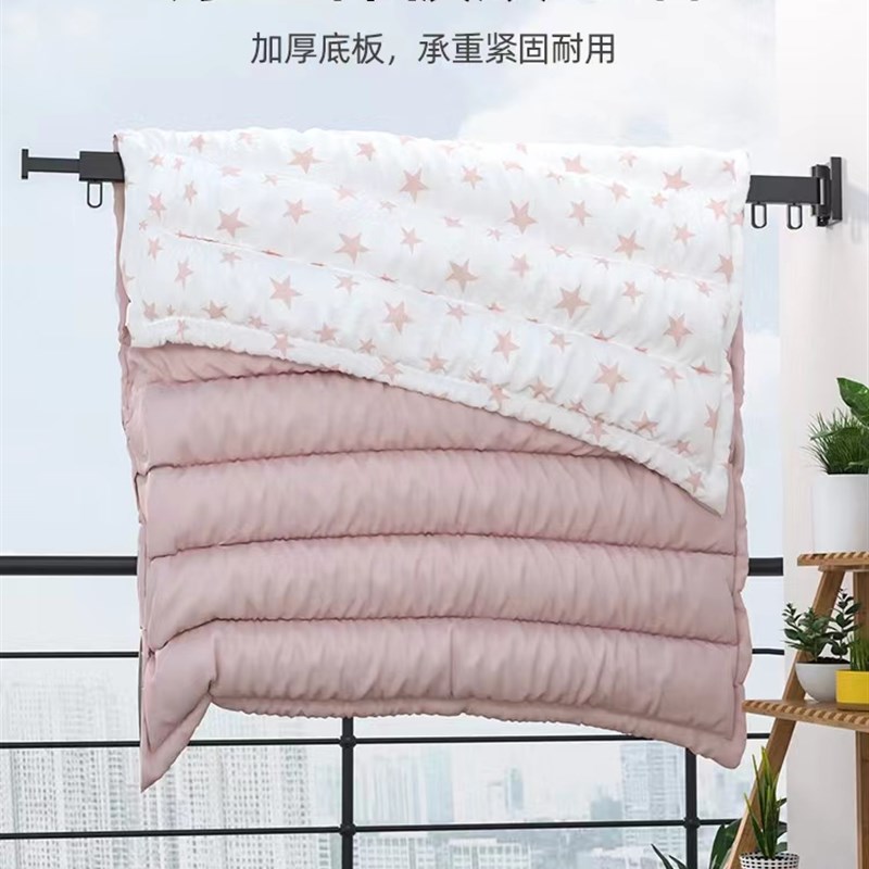 折叠免打孔晾衣架隐形伸r缩壁挂阳台晒被子神器室内室外收缩凉衣