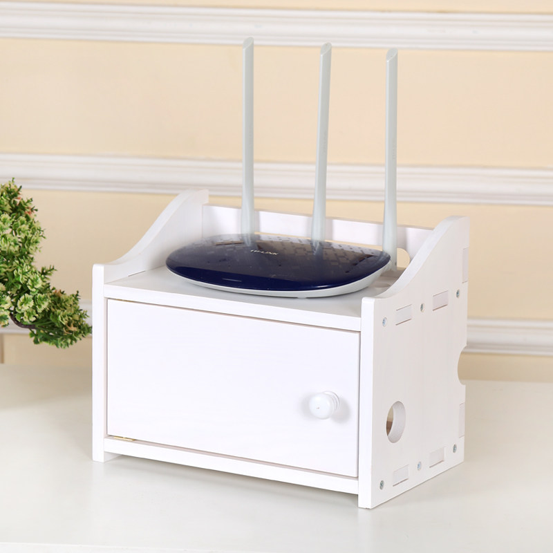 实木收纳盒路由器大m号网线整理箱宽带免打孔客厅超大壁挂式置物