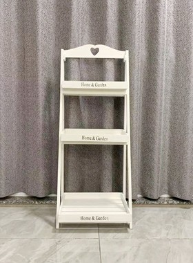 美式田园多层折叠实木花架几阶梯落地式I置物架子阳台花盆花台摆