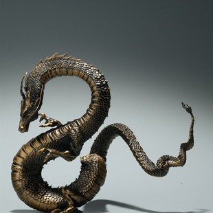 铁拳匠造 祥龙呈瑞青铜像 摆件 茶宠 香I宠 龙形摆件 家装软装优