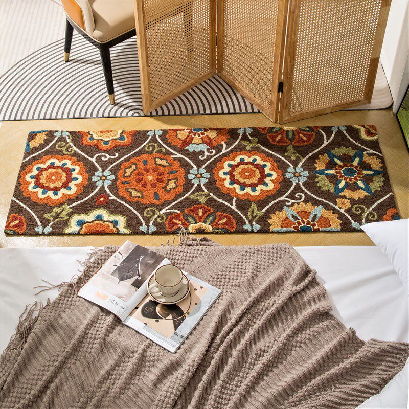 出口手工枪刺床边地毯美拉德复古美式装修床边V地毯软装佳品,居家布艺,床边毯,淘宝优惠券,粉丝福利购,淘宝优惠卷