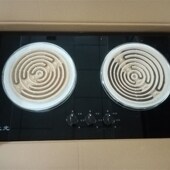 右凹盘3500瓦 兰光220V台嵌两l用双电灶 左平盘2000瓦 无插头