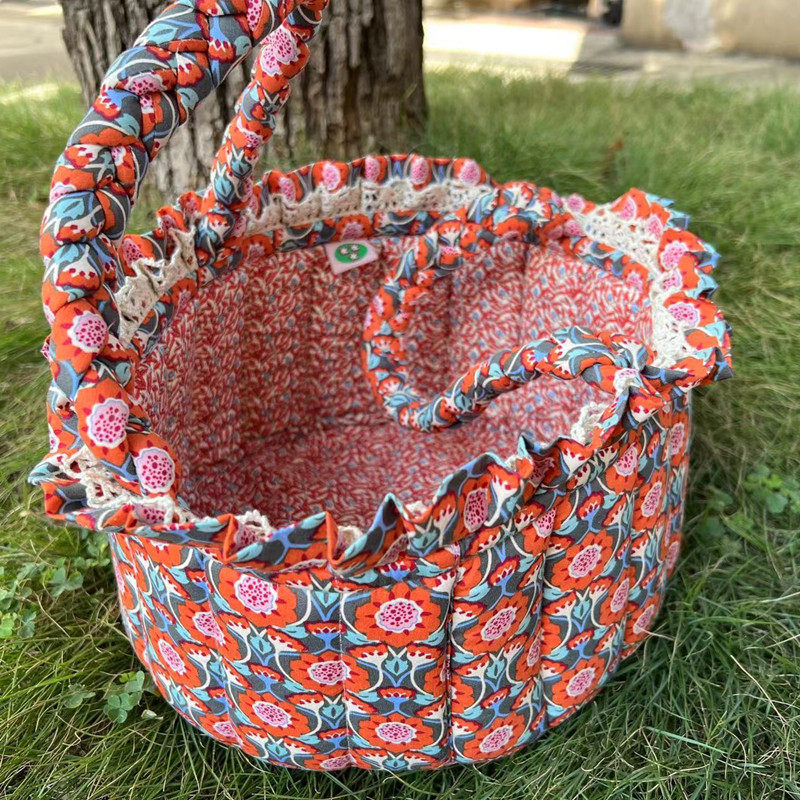 外贸韩式田园家居布艺收纳篮绗缝纯棉整理筐杂物折U叠棉布篮置物,收纳整理,其他收纳篮,淘宝优惠券,粉丝福利购,淘宝优惠卷