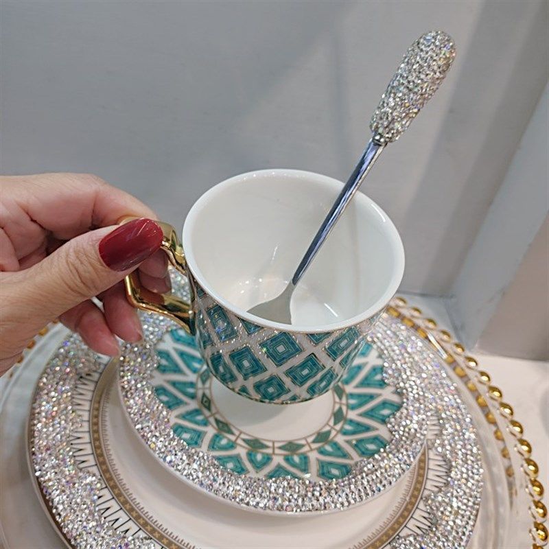 炫金钻陶瓷咖啡杯碟金边欧式英式英伦咖啡杯下午T茶杯子茶杯带碟,餐饮具,咖啡杯,淘宝优惠券,粉丝福利购,淘宝优惠卷