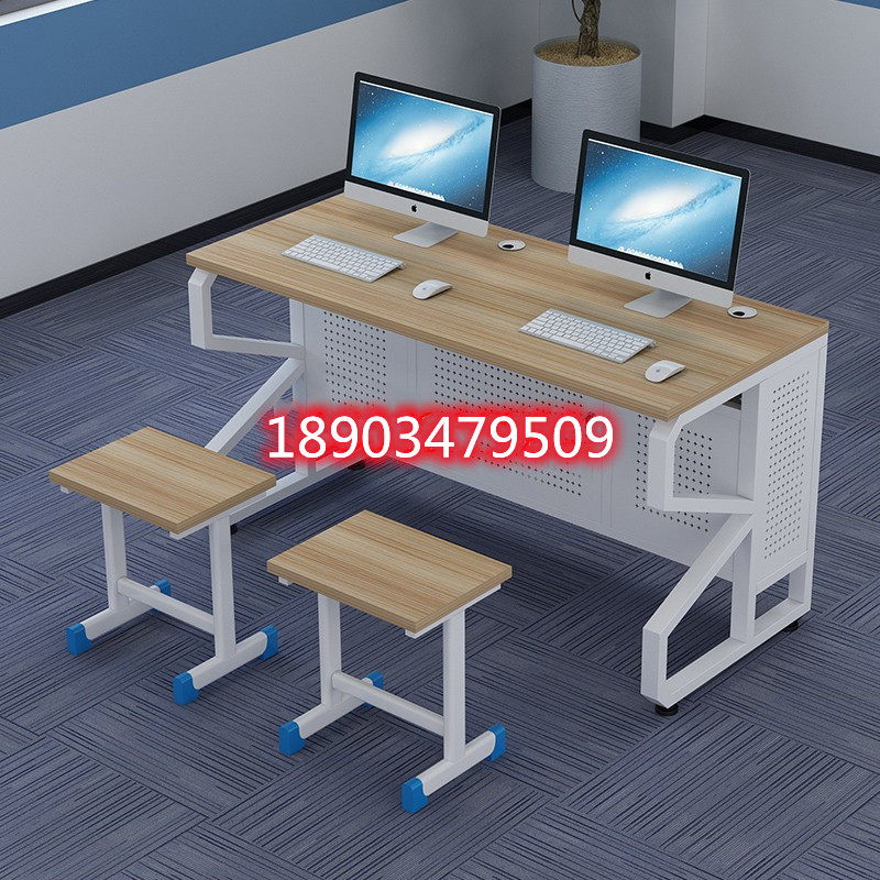 双人电脑桌椅办公台式p桌凳子学校机房微机室电脑桌培训室班学生