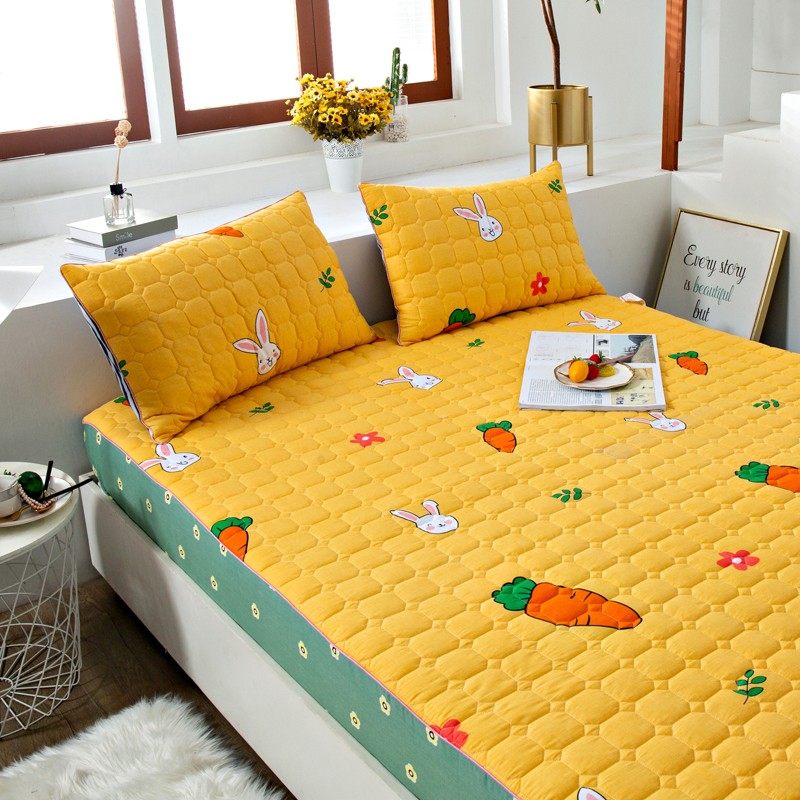黄色萝卜全棉夹棉床笠加厚儿童床v罩榻榻米床套1x1.9米1.35m2x2.2,床上用品,床罩,淘宝优惠券,粉丝福利购,淘宝优惠卷