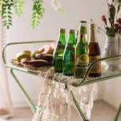 茶几边桌桌d椅操作台绿植假花插花室内装 饰复古户外可折叠绿铁艺