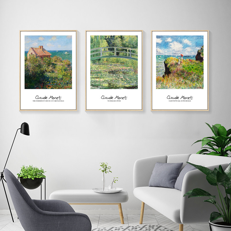莫奈油画装饰画客厅沙发背景墙餐厅风景挂画玄关壁V画睡莲抽象名,家居饰品,现代装饰画,淘宝优惠券,粉丝福利购,淘宝优惠卷