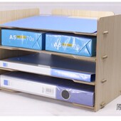 加厚木制质桌面办公收纳文件架文件框A4资料档案整理Y4层置物书架