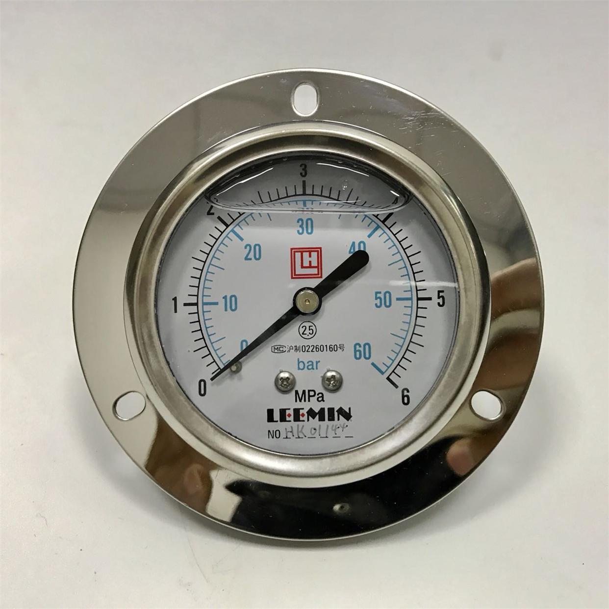 LH 0-6mpa 60bar YN63-IV 轴向带边耐震压力表 LEEMIN 61mm