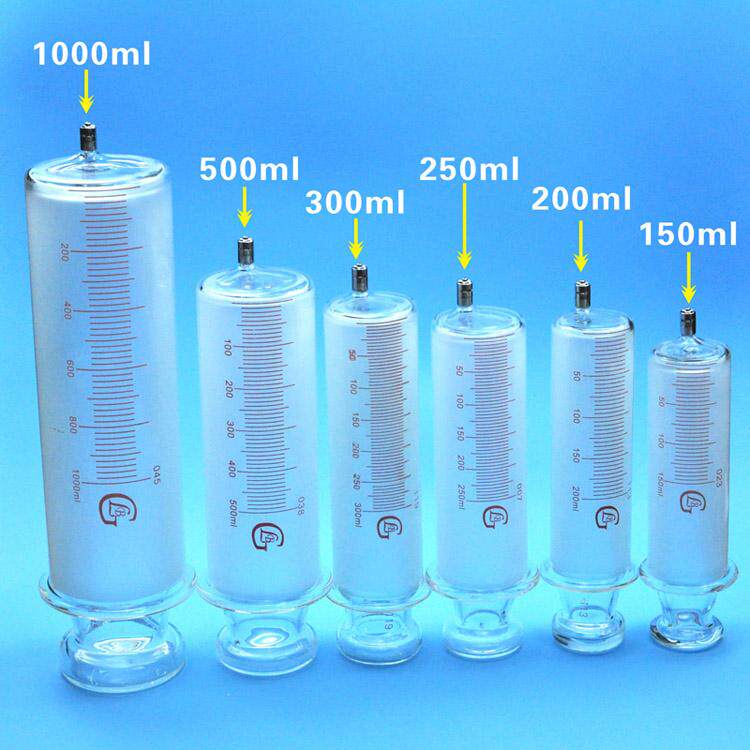 150ml200ml250ml500ml1000ml玻璃针筒针管锁紧头鲁尔头玻璃灌注器