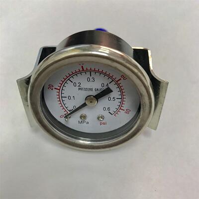 直径40mm 轴向带支架压力表 压力0-0.6mpa 80psi 气管快插接头6mm