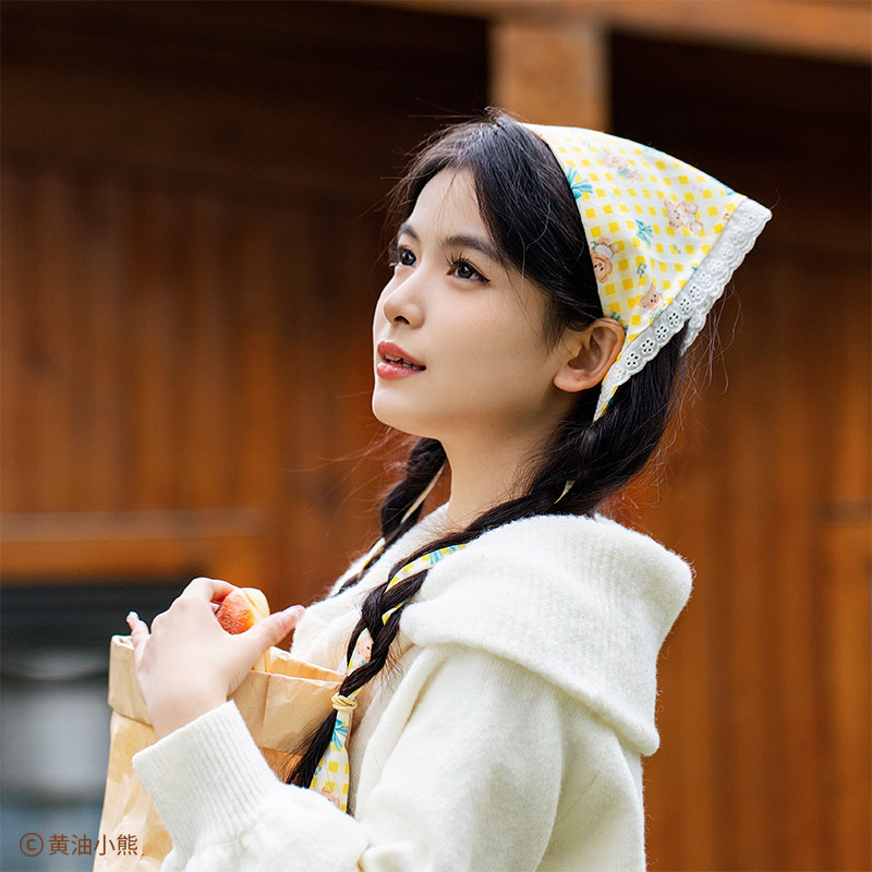 黄油小熊Butterbear可爱头巾蕾丝发箍女式薄款三角巾泰国田园发饰,饰品/流行首饰/时尚饰品新,发饰,淘宝优惠券,粉丝福利购,淘宝优惠卷