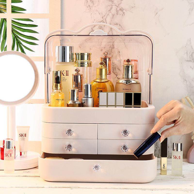 化妆品收纳盒防尘一体桌面家用箱大容量护R肤品化妆台置物架,收纳整理,桌面收纳盒,淘宝优惠券,粉丝福利购,淘宝优惠卷