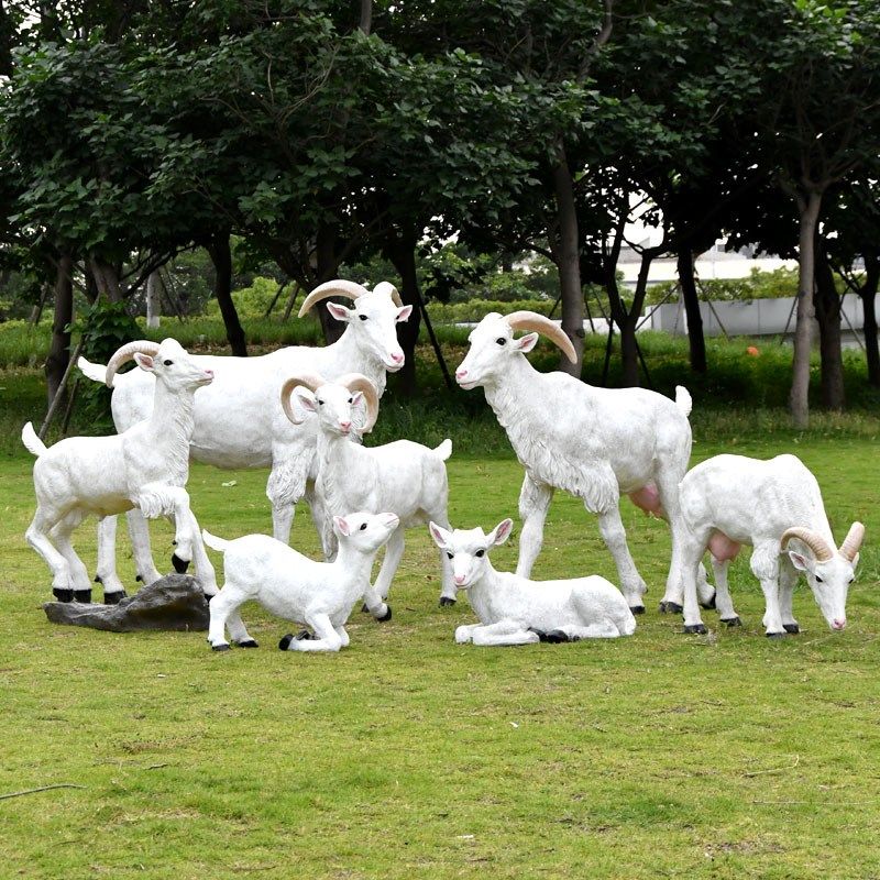 户外园林小品玻璃钢雕塑仿真山羊摆件售楼部景区公园景Z观布置装