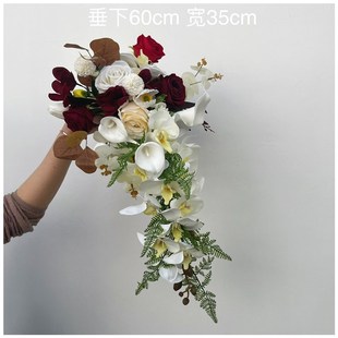 领证手捧花旅拍摄影韩式仿真新娘瀑布花婚纱秀禾拍U照道具手工花