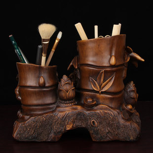 创意笔筒摆d件书房课桌文具收纳盒中式金蟾装饰物笔架貔貅办公用