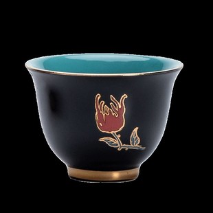 家用陶瓷品茗杯6只装 汝窑功夫茶杯f套装 高档小茶碗办公茶具主人杯